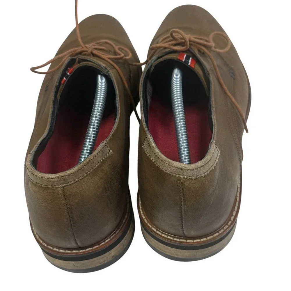Dr Scholls Mens Weekly Taupe Brown Leather Oxford Shoes Sz 12 Perforated‎